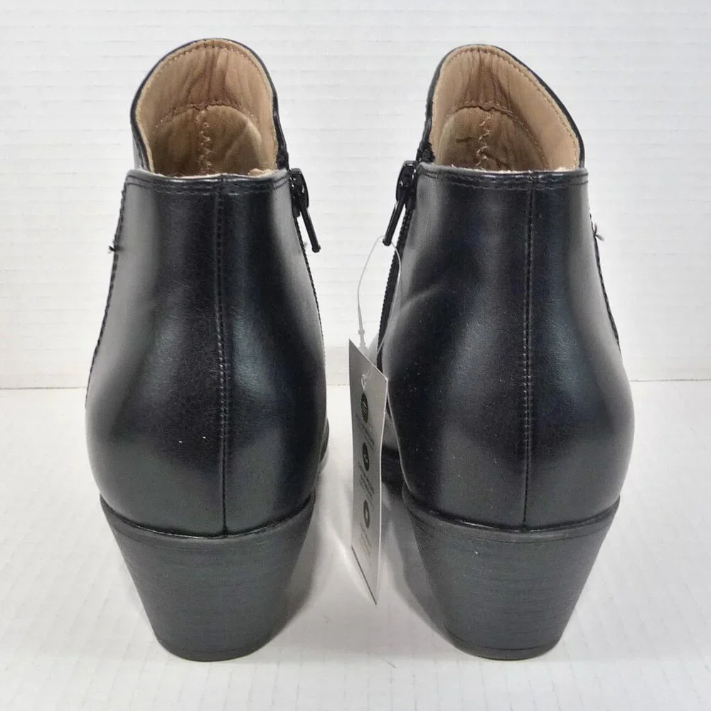 Size 7.5 WIDE Black Comfort Ankle Boots